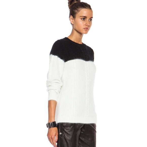 ✨ Band of Outsiders Angora Blend Sweater | Black & White Colorblock ✨ - Small - Picture 3 of 7